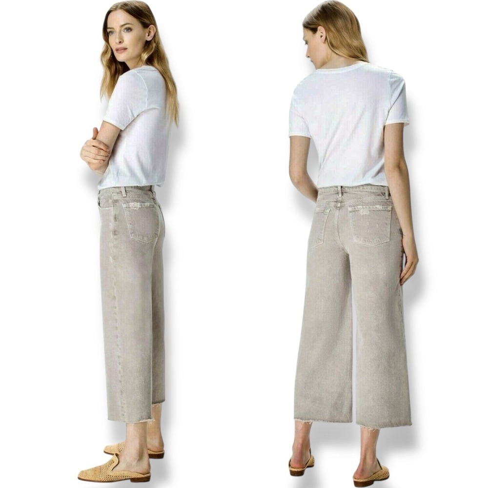 J Brand Cropped Culottes Size 27 Wide‎ Leg Jeans Distressed Gray 100% Cotton